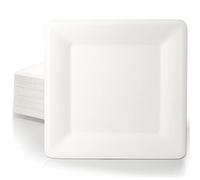 wisefood Lot de 200 assiettes jetables carrées en canne à sucre - 20 cm - Idéales comme assiettes de fête ou assiettes plates - Vaisselle durable en canne à sucre sans PLA/PE