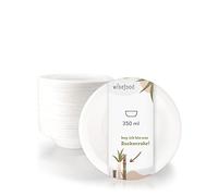 wisefood Lot de 50 bols à soupe jetables en bababaisse, ronds, blancs, 350 ml, bols en carton jetables idéal pour les frites ou la salade - Vaisselle en canne à sucre biodégradable sans PLA/PE