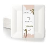 wisefood Lot de 500 assiettes jetables carrées en canne à sucre - 26 cm - Idéales comme assiettes de fête ou assiettes plates - Vaisselle durable sans PLA/PE