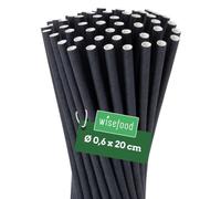 500 pailles - Paille en papier Ø 6 x 200 mm noir - Paille en carton