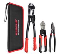 WISEUP Lot de 3 pinces coupe-boulons, coupe-boulons robuste de 35,6 cm et mini coupe-boulons de 20,3 cm, coupe-câble de 20,3 cm avec sac de transport, coupe facilement les cadenas, les fils barbelés