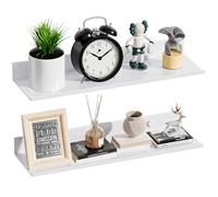 Wisfame Etagere Murale sans Percage 40 Cm, Tablette Murale Metallique | Blanche Lot De 2, Idéale Locataires, ÉTagèRe Salle De Bain, Aluminium de Qualité Aérospatiale, Étanche & Antirouille