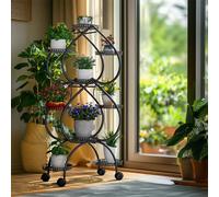WISFOR Étagère à fleurs en métal, Étagère à plantes avec 9 étagères, 120cm de haut Porte-fleurs pour jardin balcon salon Indoor Outdoor