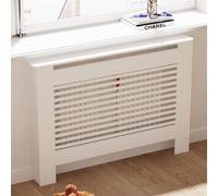 WISFOR Habillage de radiateur Couverture de radiateur avec étagère Housse de radiateur Horizontal Lamell Blanc, M:111x19x92cm