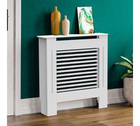WISFOR Habillage de radiateur Couverture de radiateur avec étagère Housse de radiateur Parallèle Lamell Blanc, 78x19x92cm