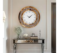 WISFOR Horloge murale 60 cm, ronde Décoration, Atmosphère Horloge de cuisine salon bureau, Chiffres romains silencieux, verre, brun