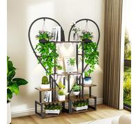 WISFOR Support pour plantes avec lumière de croissance, Support pour fleurs avec lampe pour plantes, 2 étagères pour plantes avec 6 niveaux/4 crochets, 167cm de haut Étagère pour fleurs