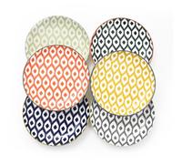 WishDeco Lot de 6 Assiettes à Dessert, Assiettes Plates Colorées 15 cm | Petites Assiette Porcelaine, Plats de Service en Céramique pour Gâteau, Salade, Pâtes, Pain