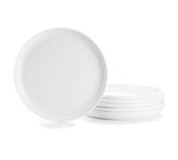 WishDeco Lot de 6 Assiettes Céramique, Assiettes Dessert Blanche 20 cm | Assiette Ronde avec Rebord Porcelaine, Plat pour Salade, Pain, Gâteau, Pâtes, Fruits, Passe au Micro-ondes et au Lave-vaissel