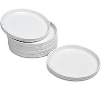 WishDeco Lot de 6 petites assiettes à salade blanches en porcelaine, assiettes à dessert, assiettes à pâtes, collations, gâteaux, pain, passent au lave-vaisselle, 17.8x2 cm, empilables