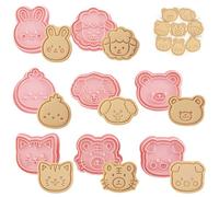 WishesMar Emporte-pièces en Forme de Animaux Lot de 8 Moule d'épices Kit Tampon à Biscuits pour la Cuisson, Fondant, Bricolage, Décoration Festive