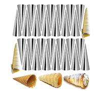 WishesMar Ensemble de 30 Pièces Moules à Pâtisserie en Acier Inoxydable Crème Cônes Croissant Moule Tubes de Cannoli Cornet Conique Spirale pour Feuilletés, Crème Glacé - Longueur 8.6cm