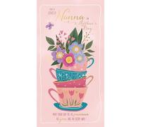 Wishing Well Studios 'For a Lovely Nanna' Carte de fête des mères en feuille d'or Motif tasse de thé floral 12,7 x 22,9 cm