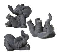 Wisifayardin Lot de 3 Petites Statues d'éléphant en résine Grise - Collection de décoration d'intérieur, Cadeau, Figurines d'animaux, décoration Feng Shui pour la Maison et Le Bureau
