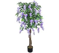 Wisteria Glycine Plante Arbre Artificielle Artificiel Plastique avec Bois Véritable 160cm Domaine Interne Decovego