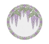 Wisteria Plaque ronde en métal à suspendre Motif fleur Violet
