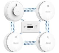 Wisualarm Interconnecté Kit Avertisseurs Fumée, Chaleur et CO sans Fil | Pré-connectés, Silencieux à Dstance, 3 Fumée + 1 CO + 1 Chaleur, portée pouvant atteindre 100 mètres, batterie 10 ans
