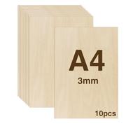 WISYOK 10pces Contreplaqué 3mm, A4 3mm Planche Bois, 30×21cm | Feuille de Bois Rectangulaire, Plaque Bois Brut, Non Finie, Panneau Feuille Découpe Laser pour Pyrogravure, Gravure, DIY
