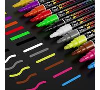 WISYOK Feutres Pour Tableau Blanc, Essuyable, 6mm, 12 Couleurs | Marqueur Craie Double Pointe, Stylos à Craie Pour Verre, Marquer Pour Vitres et Tableaux, pour École, Bureau, Maison