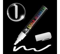 WISYOK Feutres Pour Tableau Blanc, Essuyable, 6mm, Blanc | Marqueur Craie Double Pointe, Stylos à Craie Pour Verre, Marquer Pour Vitres et Tableaux, pour École, Bureau, Maison