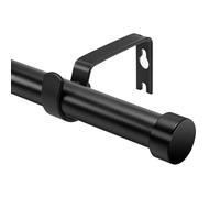 WISYOK Tringle à Rideaux Extensible, 45-224cm, Barre Rideau avec Couvercle et Supports, Tringle Rideau 25 mm de Diamètre, Fenêtre Décorative pour Chambre, Salon (Noir)
