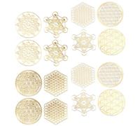 Wisyurt 16 PièCes/Ensemble MéTal éNergie DéCor Autocollant Fleur de Vie FêTe des Enfants Cadeaux 7 Chakra Cuivre éNergie Tour Orgonite Autocollants