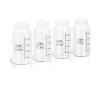 Wisyurt Bouteilles en Plastique Graduées Réutilisables en PP 8 Oz/250 ML, 4 Pièces avec Bouchons Hermétiques, Contenants de Stockage de Liquide à Large Ouverture