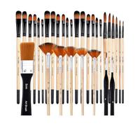 Wisyurt Ensemble de Pinceaux de Peinture 32 Pi¨¨ces, S¨¦rie Artist, pour Artistes et D¨¦butants pour Peinture Acrylique, Aquarelle, Gouache