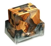 Wisyurt Ensemble de sous-Verres en Bois avec Résine Époxy - sous-Verres Modernes avec Support pour, Comprend 6 sous-Verres et Un Support