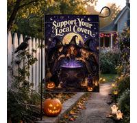 Witchy Coven Cauldron Citation Witches Halloween Garden Flag 30,5 x 45,7 cm | Thème sorcellerie, drapeau de pelouse, illustration chaudron, fond de lune mystique, esthétique folklorique