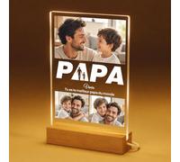 witfox Plaque Personnalisée pour Papa - Lampe Photo Acrylique LED avec Cadre Photo Personnalisé, Cadeau Fête des Pères, Cadeau Papa Personnalisé pour Anniversaire, Noël, Papa