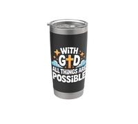 With God All Things Are Possible Bible Verse Christian Jésus Gobelet isotherme en acier inoxydable double paroi