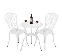 Withniture Ensemble de bistro d'extérieur 3 pièces en fonte avec 2 chaises, petite table de terrasse pour balcon, noir (blanc)