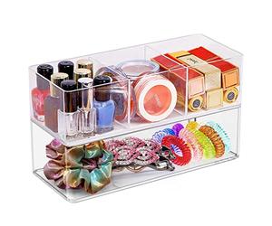 Withosent Lot de 2 organisateurs de cosmétiques en acrylique pour chambre à coucher, coiffeuse, organisateur de maquillage, rangement de maquillage, empilable