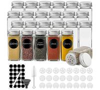 Withosent Lot de 24 pots à épices carrés en verre de 120 ml avec capuchon à visser, récipient à épices avec saupoudrer, étiquettes, entonnoir, brosse