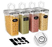 Withosent Lot de 4 récipients hermétiques pour aliments en plastique, pour cuisine, organisateur avec couvercle, récipient alimentaire pour céréales, porte-muesli, farine, Cornflakes