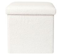 Witte Bouclette, pouf pliable en forme de boîte, 38x38x38 cm