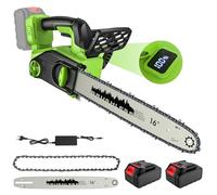 WIWOLER Tronçonneuse à Batterie avec 2 Batteries 4 Ah et Écran LCD | Tronçonneuse Électrique 40 cm, Moteur Brushless 2200 W, Graissage Automatique, Tension sans Outil, pour Coupe et Élagage