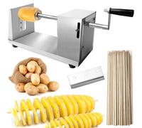 WIYETY Coupe-pommes de terre en spirale en acier inoxydable : coupe-pommes de terre twister, avec 50 tiges de bambou de 25 cm de long fournies, coupe-pommes de terre, trancheuse multifonction pour