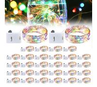 WIYETY Guirlande Lumineuse à Piles, 30 Pièces 2M 20 LED Micro Guirlande Lumineuse Batterie Fil de Cuivre Guirlande Lumineuse Étanche pour Fête, Noël, Mariage, Éclairage Décoration (Multicolore)