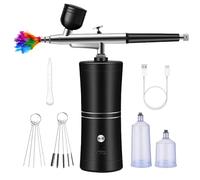 WIYETY Kit aérographe avec compresseur : Pistolet aérographe portable multifonction à main, aérographe rechargeable portable pour design d'ongles, décoration de gâteaux, maquillage, tatouage, peinture