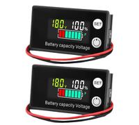 WIYETY Lot de 2 moniteurs de capacité de batterie 12 V 24 V 36 V 48 V 60 V 72 V 84 V Multicolore LCD DC 8-100 V Alarme de température avec écran haute précision Contrôleur de batterie pour voiture