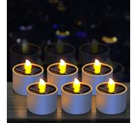 WIYETY Lot de 6 bougies solaires réutilisables, étanches à l'eau chaude, vacillantes, rechargeables, pour extérieur, jardin, fête, balcon, mariage, festival