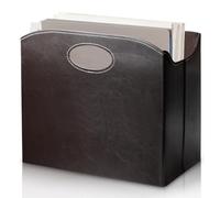 WIYETY Porte-revues moderne en cuir avec poignée, porte-revues en cuir avec compartiments, panier pliable pour magazines pour maison, bureau, salon