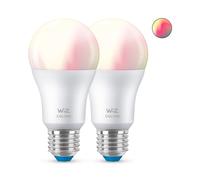 WiZ, ampoule LED connectée Wi-Fi couleur E27, équivalent 60W, 806 lumen, lot de 2, fonctionne avec Alexa, Google Assistant et Apple HomeKit