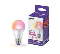 WiZ Ampoule connectée LED A60,Lumière d'ambiance Multicolore et Blanc personnalisable, Culot E27, Équivalent 60 W,2200-6500 K,806 lumens,Ampoule couleur à intensité réglable,Compatible Alexa,Google Assistant,Apple Home,pack de 1