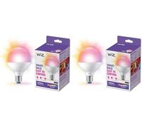 WiZ, ampoule connectée Wi-Fi couleur, équivalent 75W, format globe, culot E27, fonctionne avec Alexa, Google Assistant (Lot de 2)
