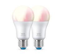 WiZ, ampoule LED connectée Wi-Fi couleur E27, équivalent 60W, 806 lumen, lot de 2, fonctionne avec Alexa, Google Assistant et Apple HomeKit