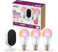 WiZ Kit surveillance – Caméra Wi‑Fi HD (Infrarouge, détection mouvement/son) +3 ampoules E27 couleur