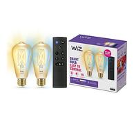 WiZ Kit de Démarrage 2 ampoules connectées Wi-Fi Edison E27 Vintage, Nuances de Blanc, équivalent 50W, 640 lumen + Télécommande, fonctionne avec Alexa, Google Assistant et Apple HomeKit